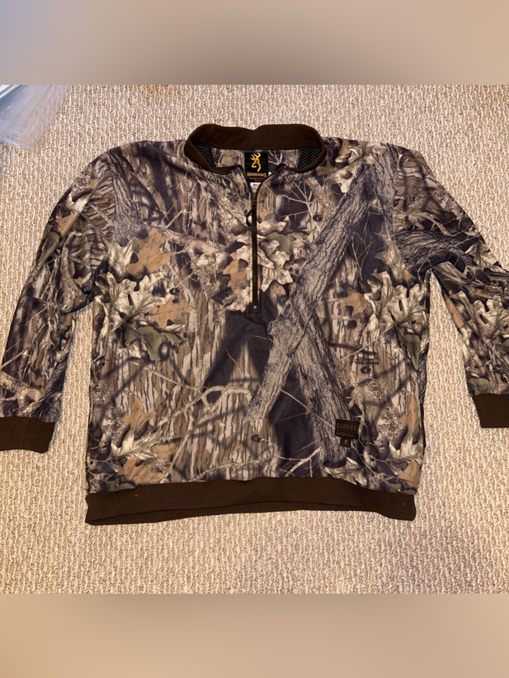 Browning Brown and Green Realtree Camo Half-Zip Pullover